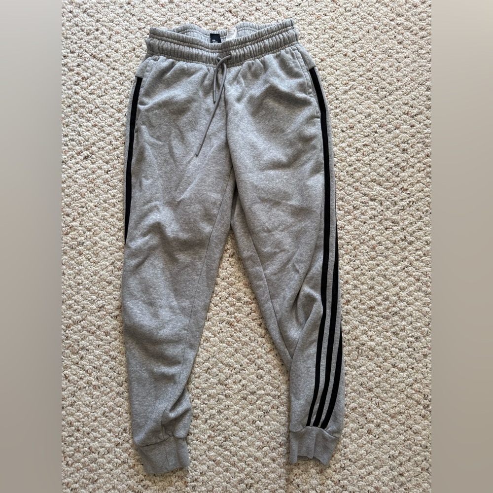 adidas Grey Sweatpants with Black Side Stripes